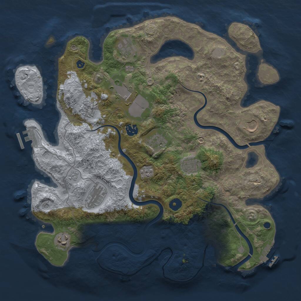 Rust Map: Procedural Map, Size: 3700, Seed: 3918221, 16 Monuments