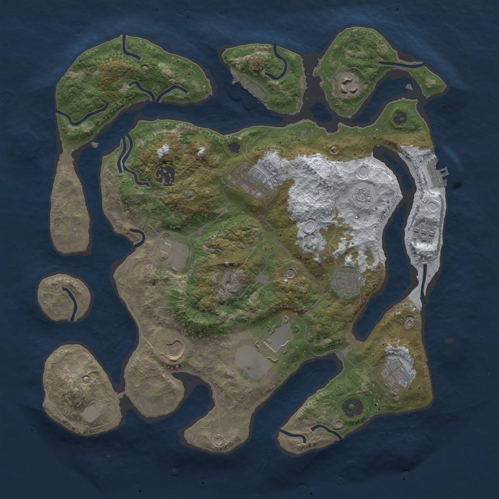 Rust Map: Procedural Map, Size: 3700, Seed: 2065379, 18 Monuments