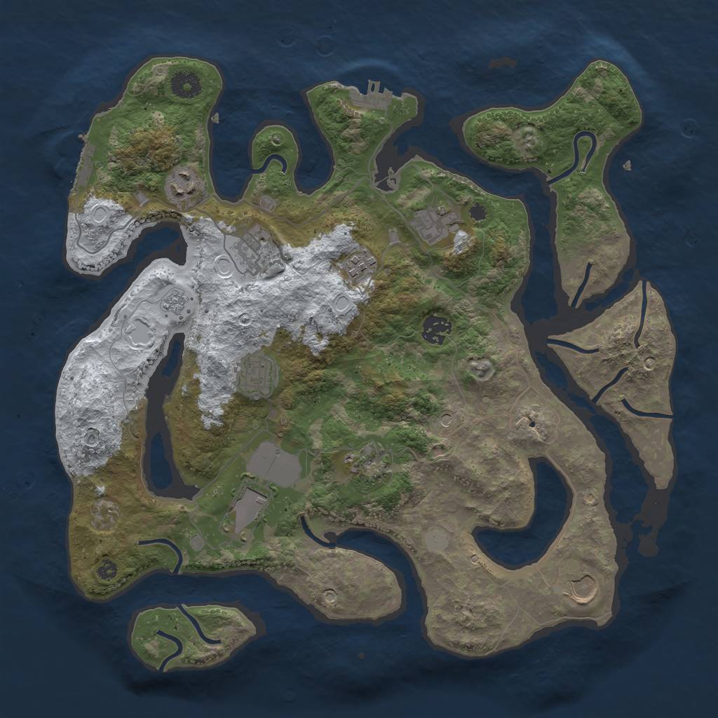 Rust Map: Procedural Map, Size: 3700, Seed: 3657752, 18 Monuments