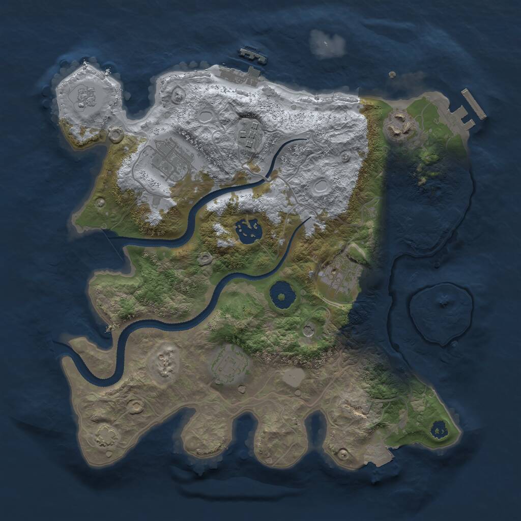 Rust Map: Procedural Map, Size: 3000, Seed: 1523492684, 12 Monuments