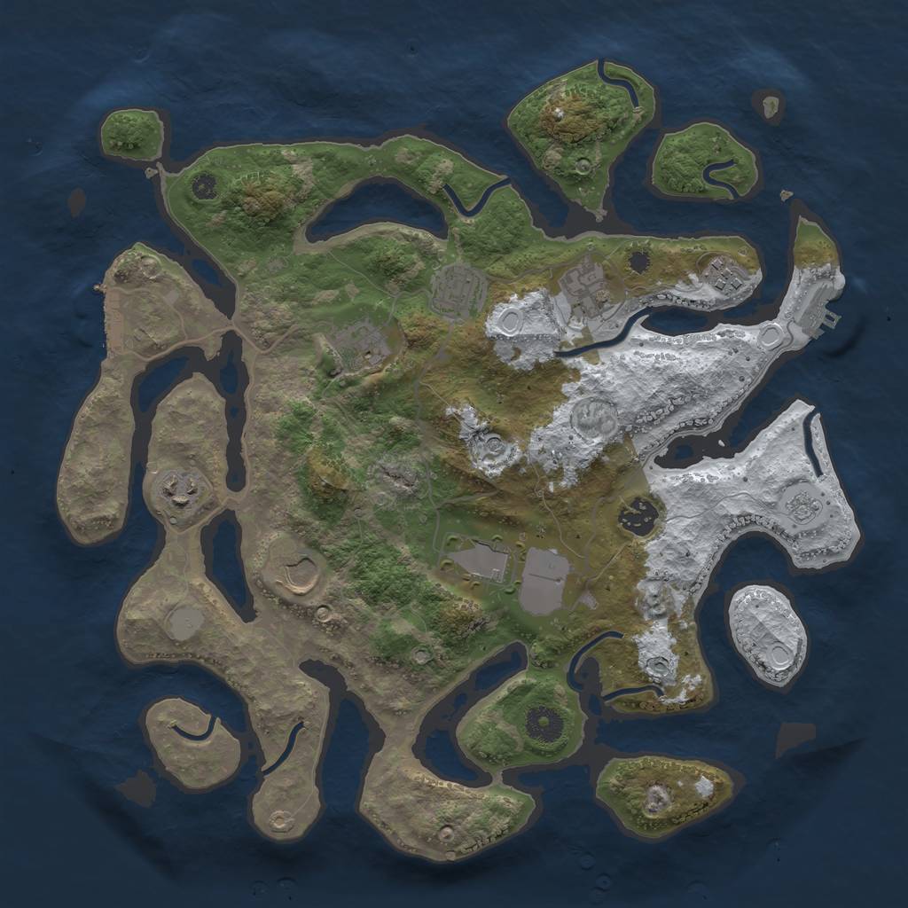 Rust Map: Procedural Map, Size: 3700, Seed: 2381431, 17 Monuments