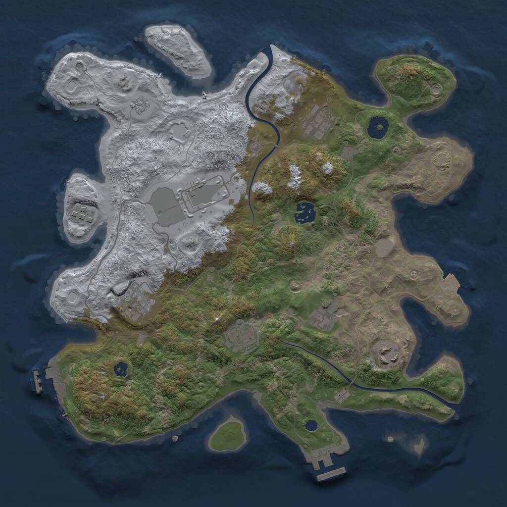 Rust Map: Procedural Map, Size: 3500, Seed: 855161, 13 Monuments