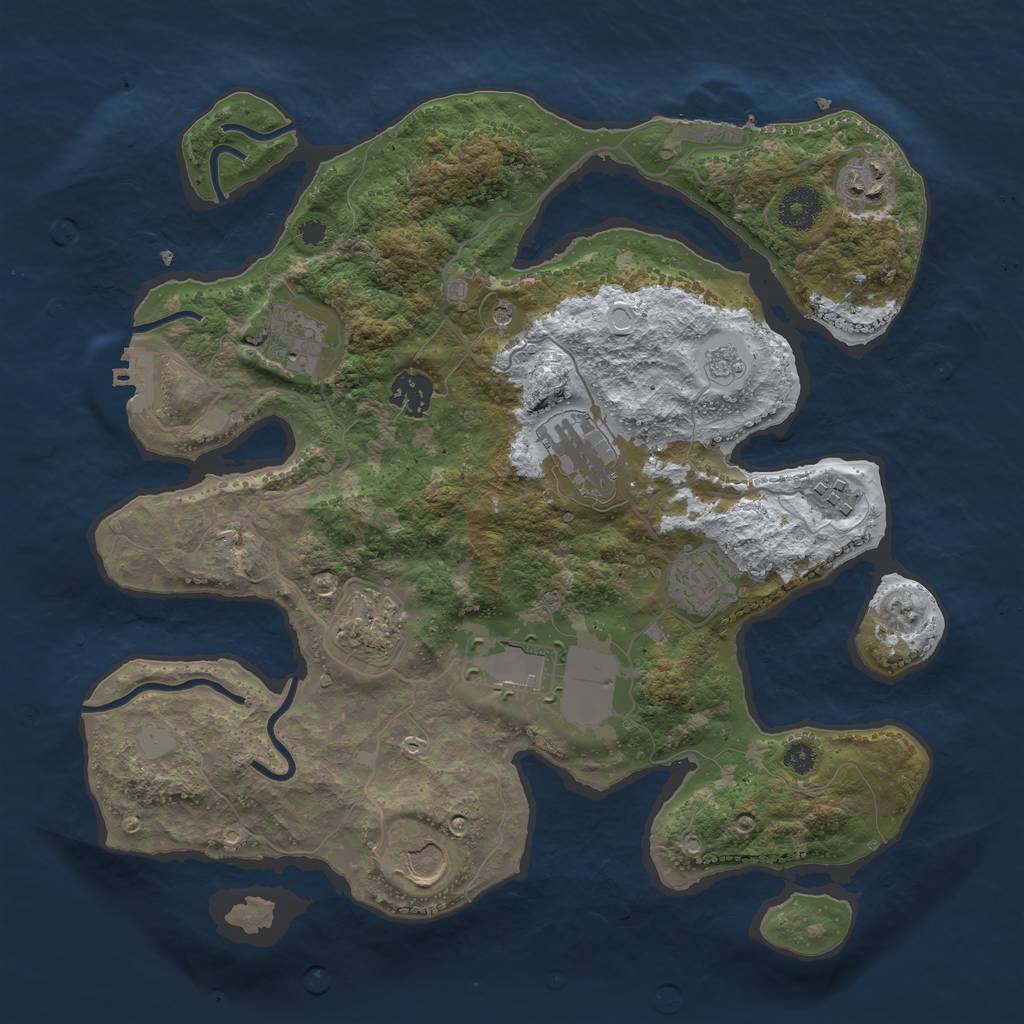 Rust Map: Procedural Map, Size: 3500, Seed: 888610, 18 Monuments