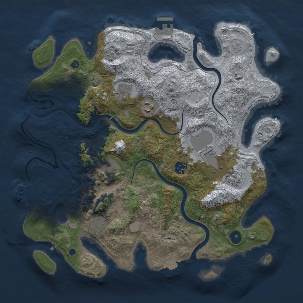 Rust Map: Procedural Map, Size: 3700, Seed: 5461977, 14 Monuments