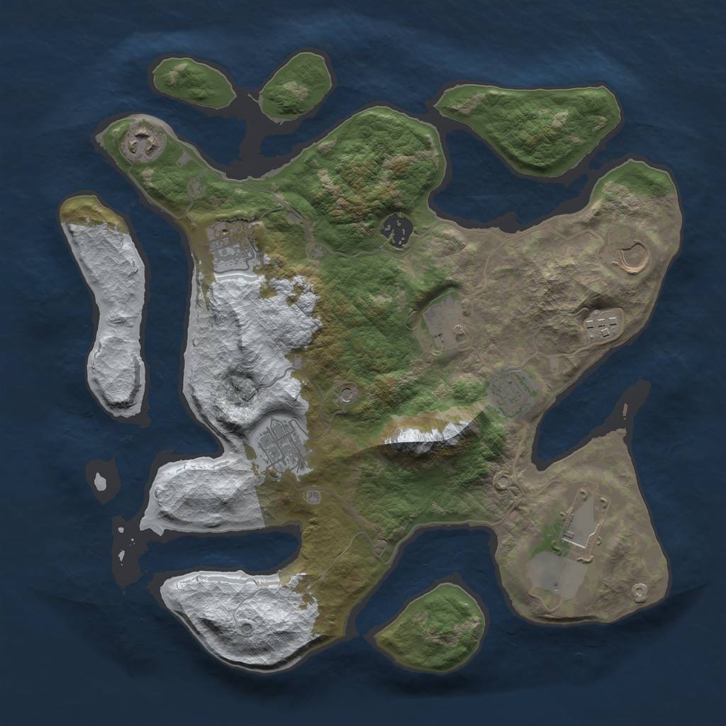 Rust Map: Barren, Size: 3500, Seed: 5565286, 12 Monuments