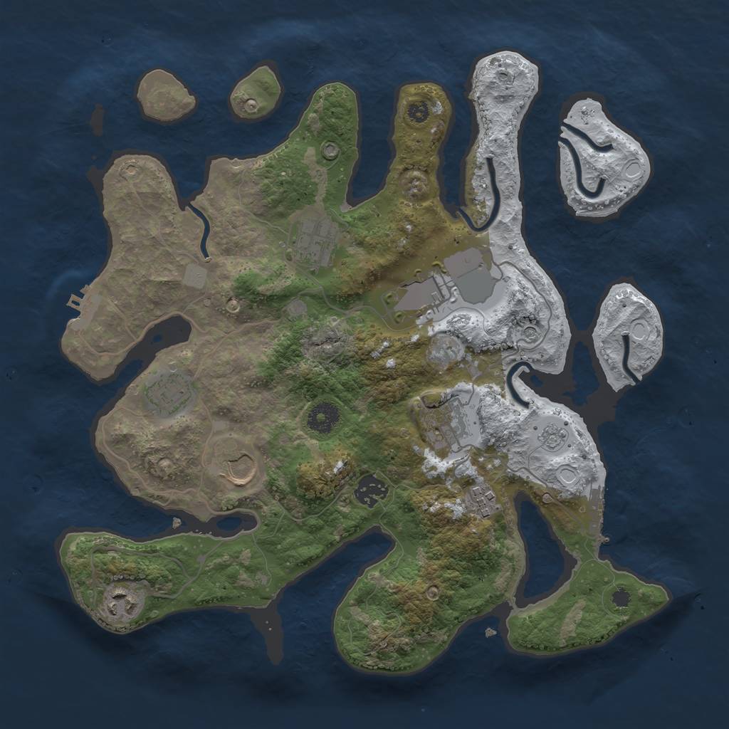 Rust Map: Procedural Map, Size: 3500, Seed: 5343095, 17 Monuments