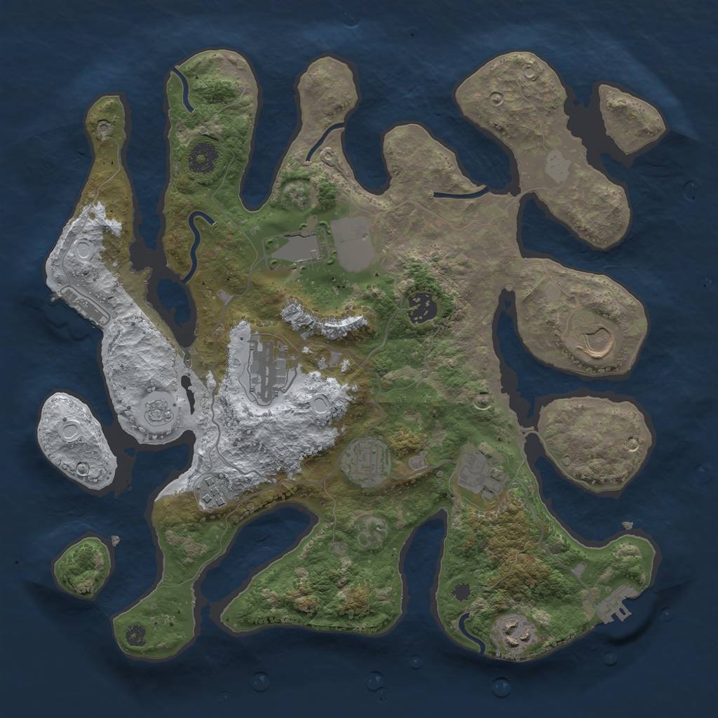 Rust Map: Procedural Map, Size: 3500, Seed: 4243707, 16 Monuments