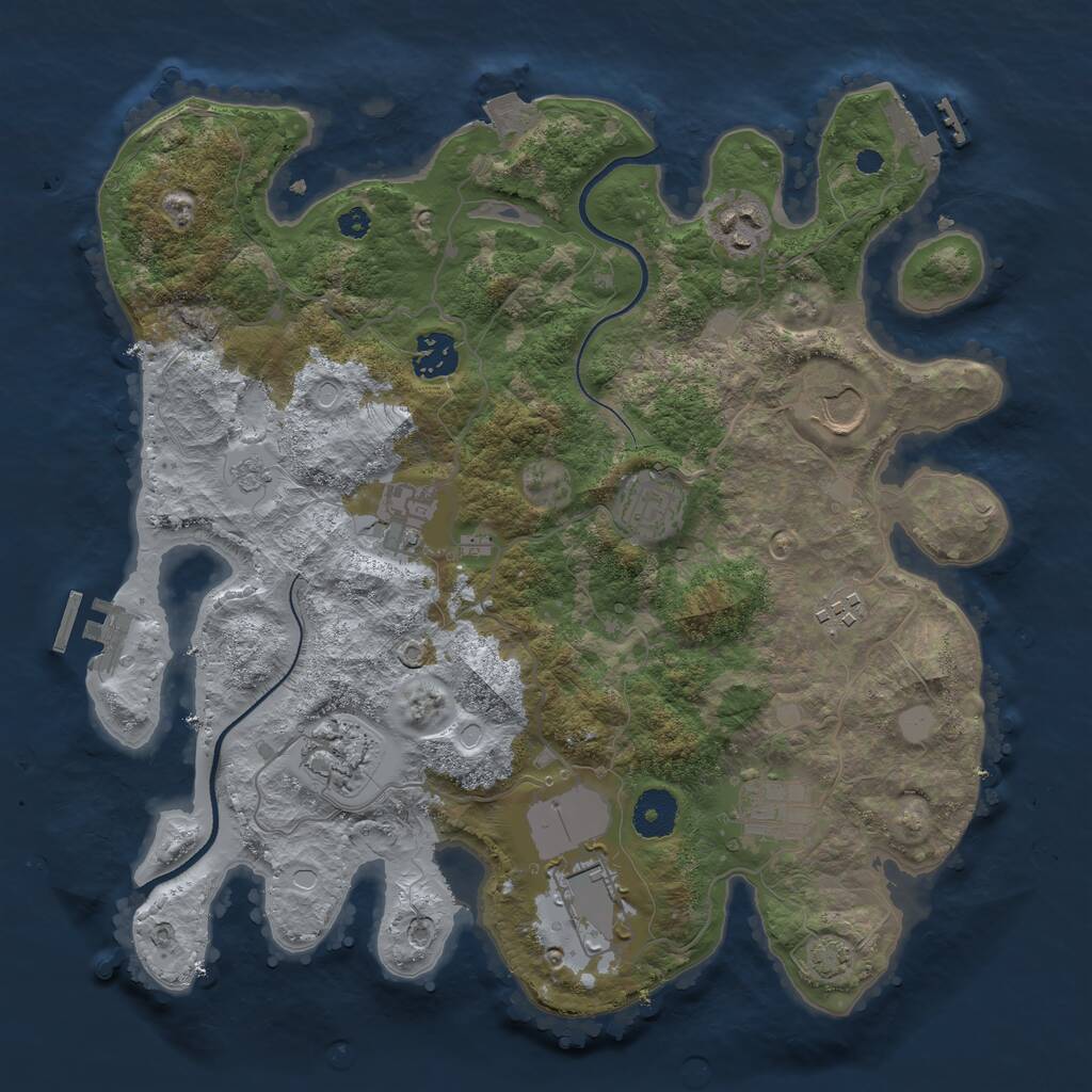 Rust Map: Procedural Map, Size: 3500, Seed: 4572181, 14 Monuments