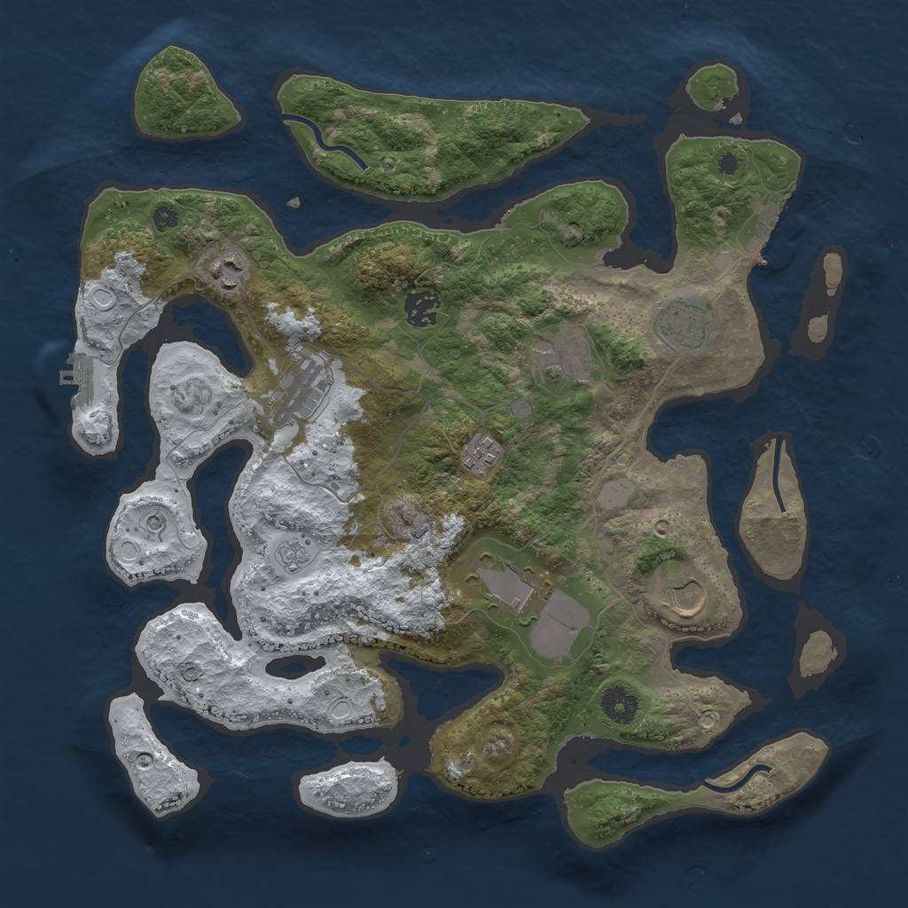 Rust Map: Procedural Map, Size: 3700, Seed: 4586858, 17 Monuments
