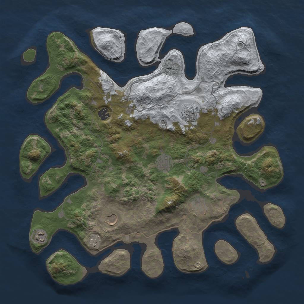 Rust Map: Barren, Size: 4000, Seed: 2147483645, 10 Monuments