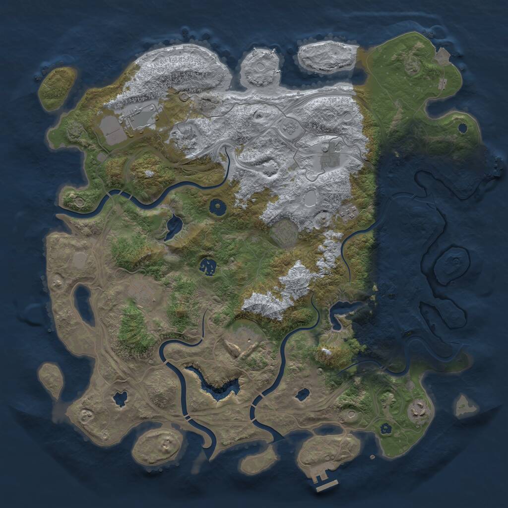 Rust Map: Procedural Map, Size: 4500, Seed: 865103329, 17 Monuments