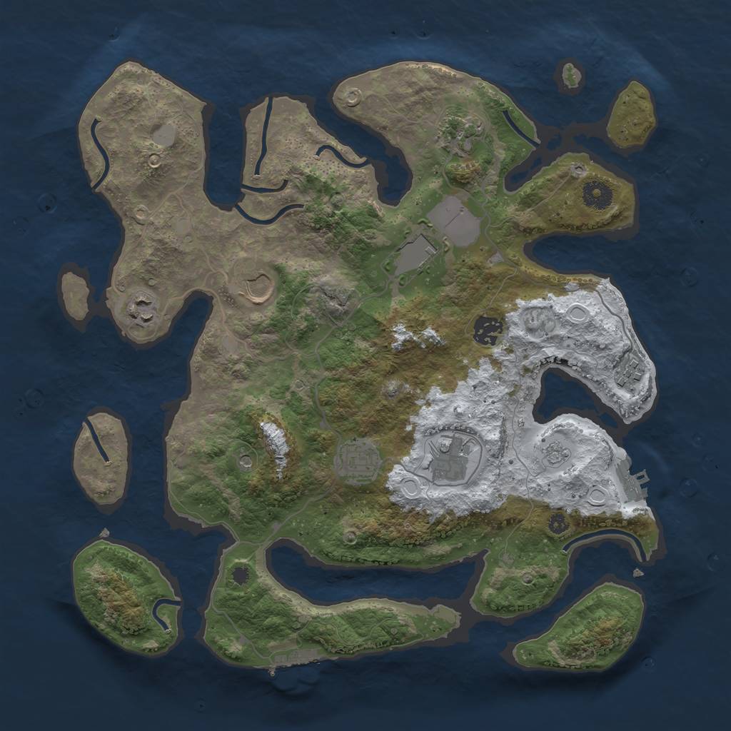 Rust Map: Procedural Map, Size: 3700, Seed: 827479, 17 Monuments