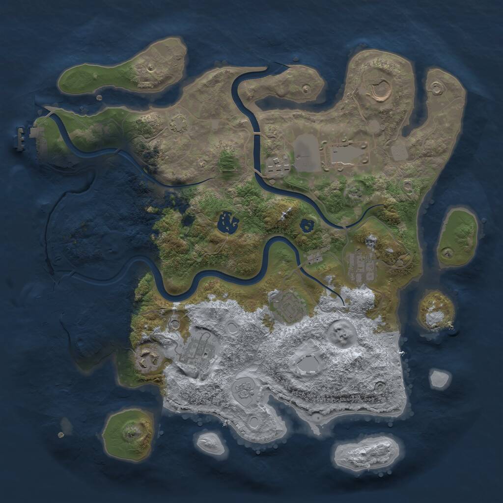 Rust Map: Procedural Map, Size: 3500, Seed: 2175388, 14 Monuments