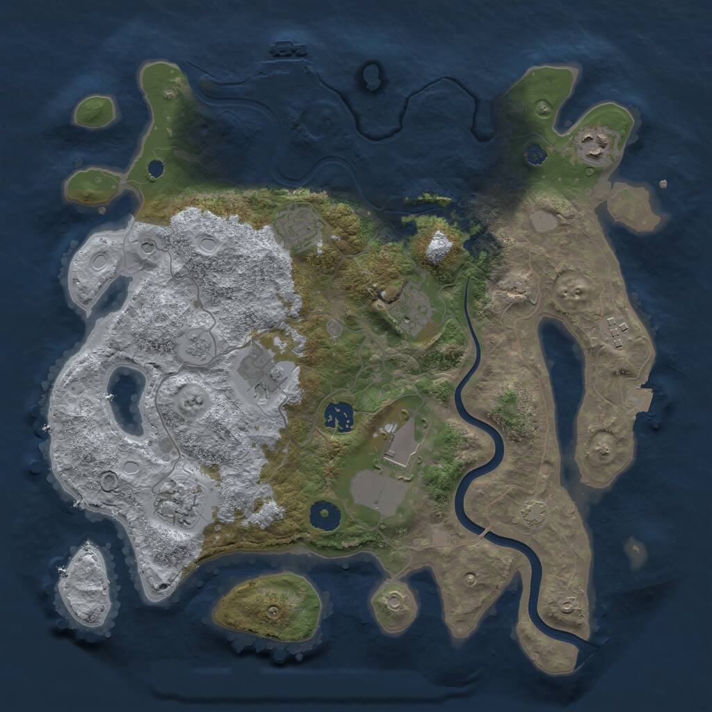 Rust Map: Procedural Map, Size: 3500, Seed: 1992935, 13 Monuments