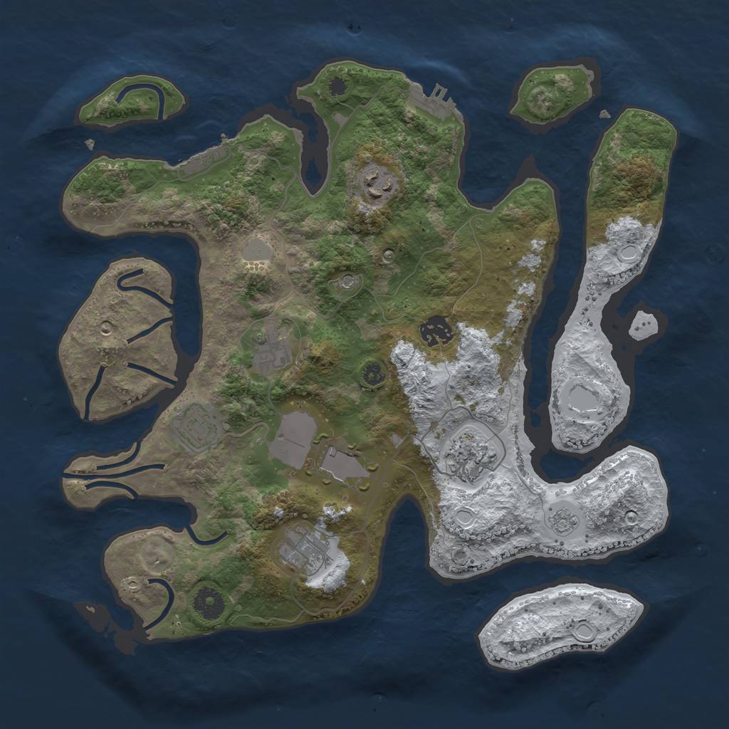 Rust Map: Procedural Map, Size: 3500, Seed: 2388253, 16 Monuments
