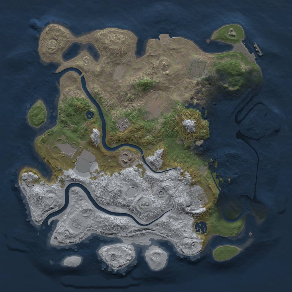 Rust Map: Procedural Map, Size: 3500, Seed: 2212461, 13 Monuments