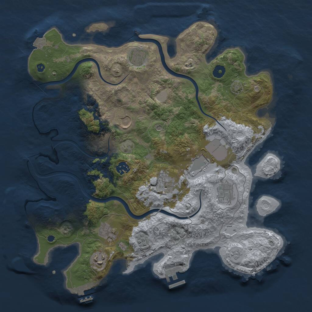 Rust Map: Procedural Map, Size: 3700, Seed: 1974005, 15 Monuments