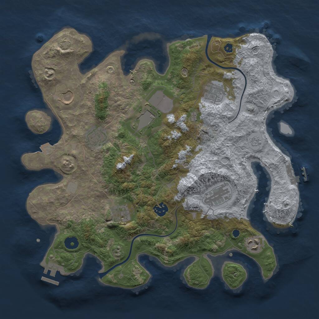 Rust Map: Procedural Map, Size: 3550, Seed: 305823, 14 Monuments