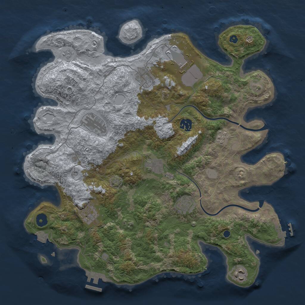 Rust Map: Procedural Map, Size: 3700, Seed: 721421, 15 Monuments