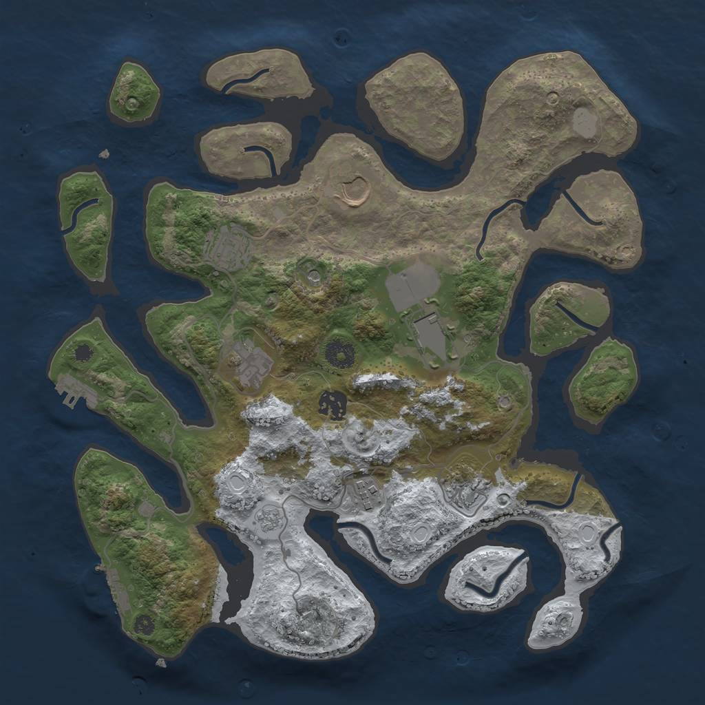 Rust Map: Procedural Map, Size: 3500, Seed: 3050818, 16 Monuments