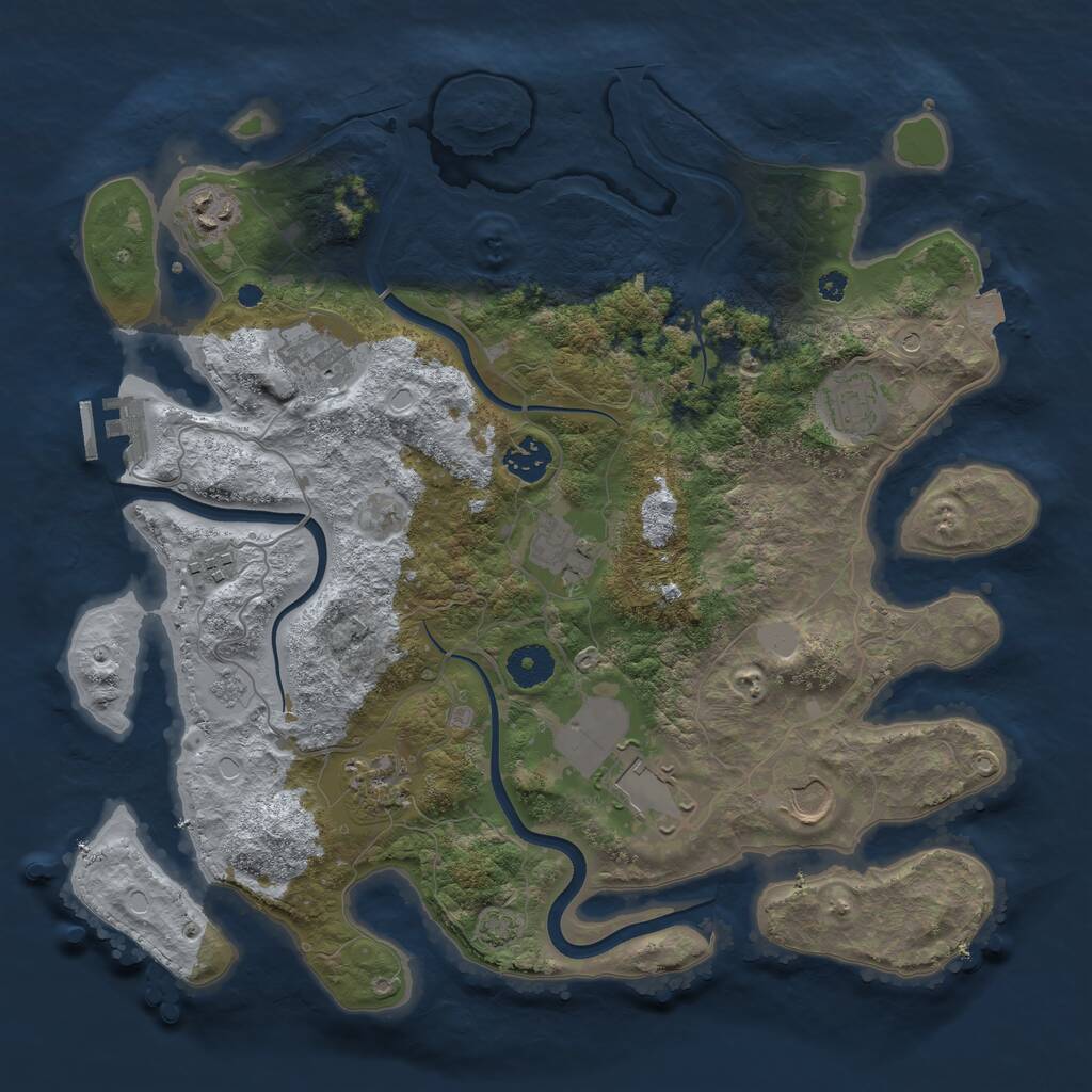 Rust Map: Procedural Map, Size: 3700, Seed: 3643924, 14 Monuments