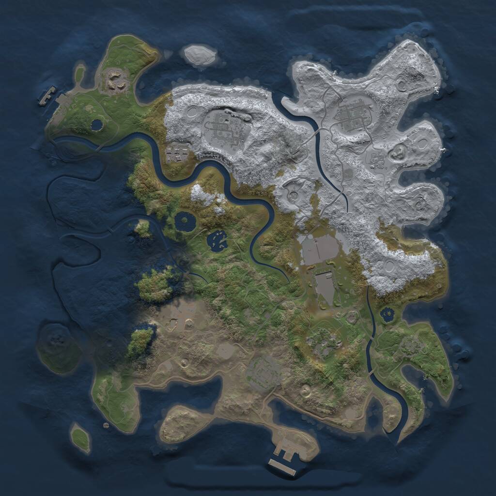 Rust Map: Procedural Map, Size: 3500, Seed: 3641499, 15 Monuments