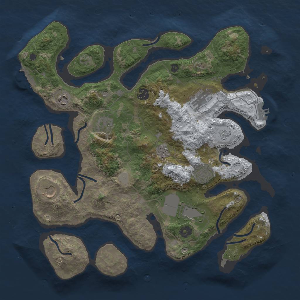 Rust Map: Procedural Map, Size: 3700, Seed: 4569442, 17 Monuments