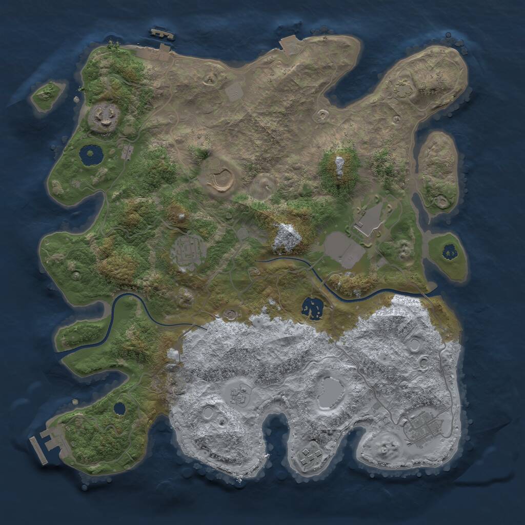 Rust Map: Procedural Map, Size: 3500, Seed: 3249782, 13 Monuments