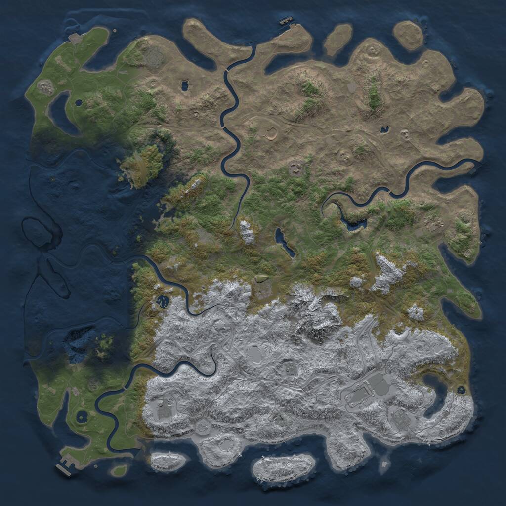 Rust Map: Procedural Map, Size: 6000, Seed: 311454, 17 Monuments