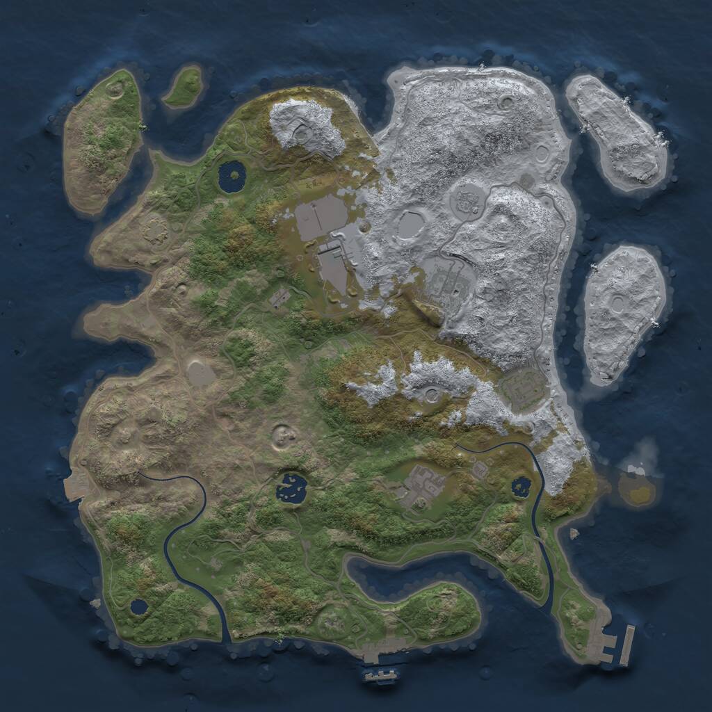 Rust Map: Procedural Map, Size: 3500, Seed: 3999409, 11 Monuments