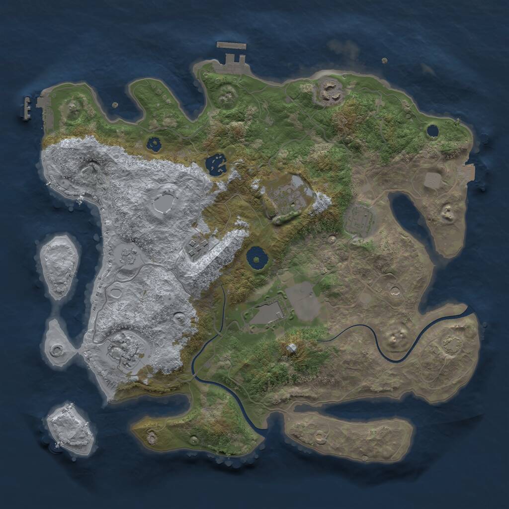 Rust Map: Procedural Map, Size: 3500, Seed: 2238147, 13 Monuments