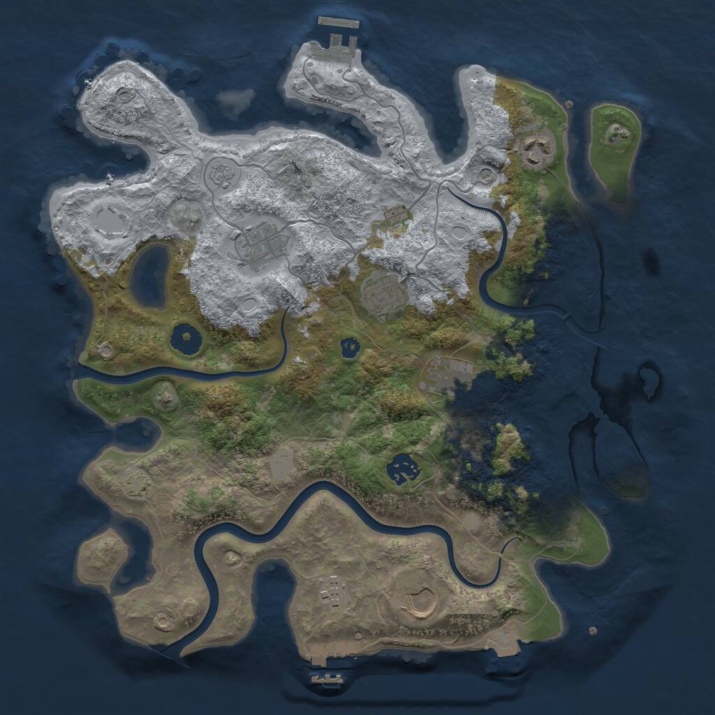 Rust Map: Procedural Map, Size: 3500, Seed: 1539078187, 13 Monuments