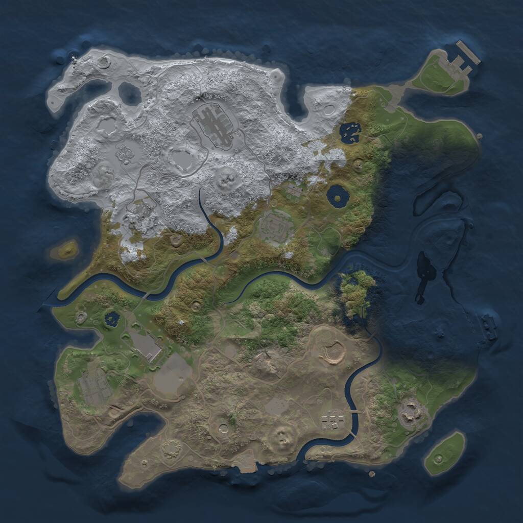 Rust Map: Procedural Map, Size: 3500, Seed: 4587835, 15 Monuments