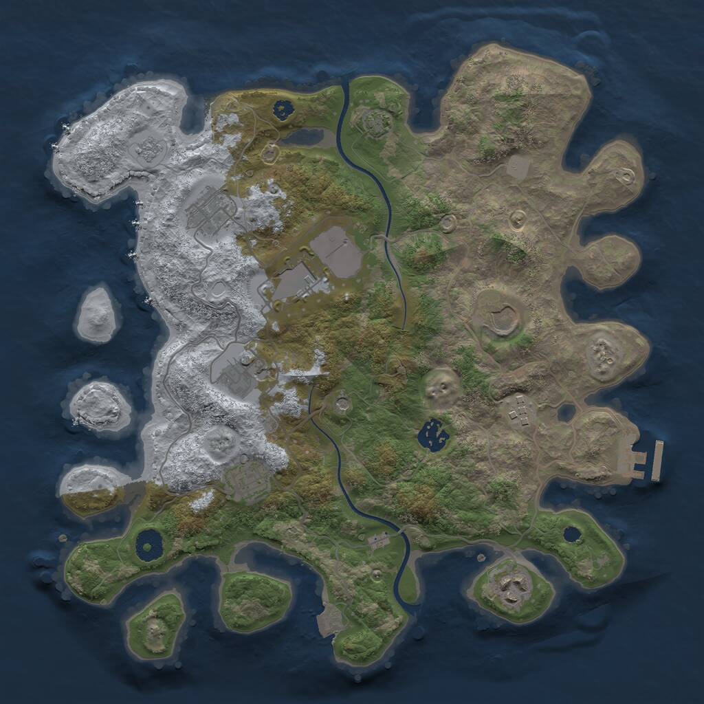 Rust Map: Procedural Map, Size: 3500, Seed: 4063668, 13 Monuments
