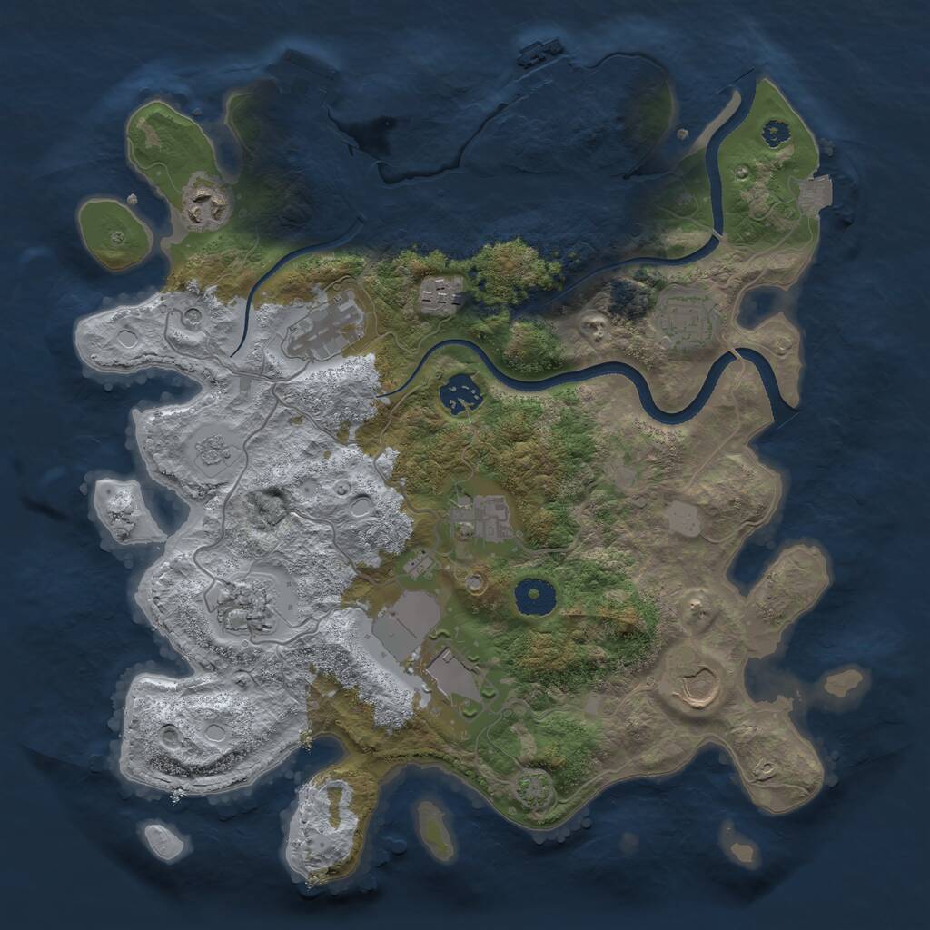 Rust Map: Procedural Map, Size: 3500, Seed: 626609, 15 Monuments