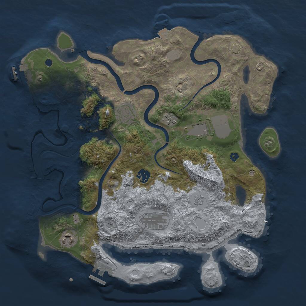 Rust Map: Procedural Map, Size: 3500, Seed: 1617059, 12 Monuments