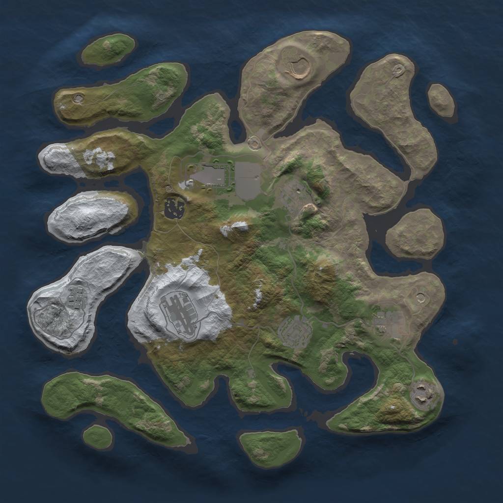 Rust Map: Barren, Size: 3500, Seed: 930413, 12 Monuments