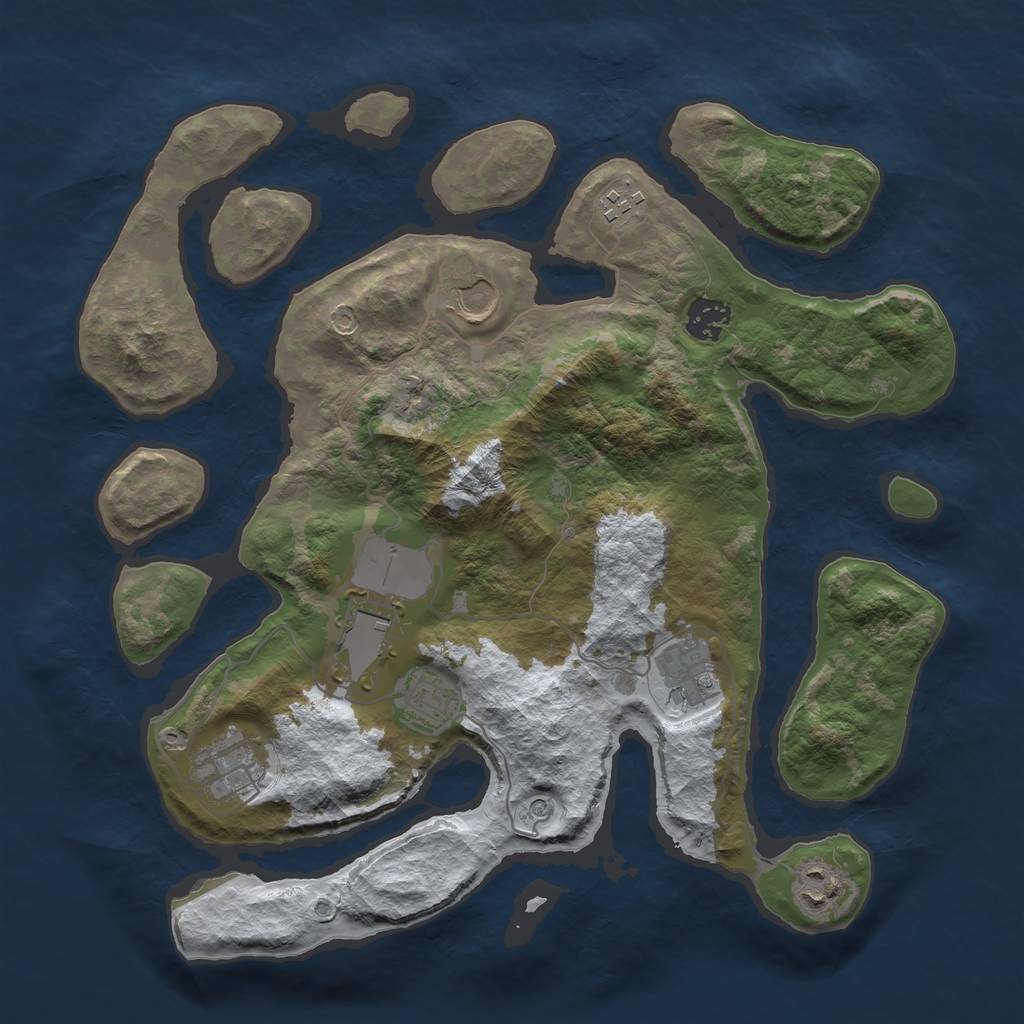 Rust Map: Barren, Size: 3500, Seed: 5797394, 11 Monuments