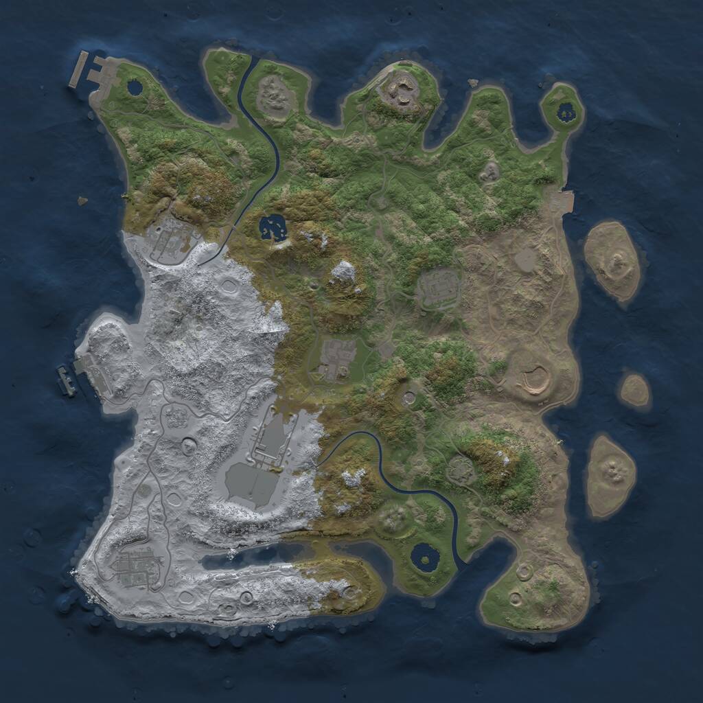 Rust Map: Procedural Map, Size: 3700, Seed: 293691, 14 Monuments