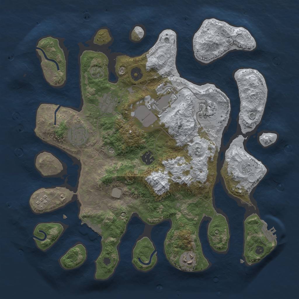Rust Map: Procedural Map, Size: 3550, Seed: 634901, 16 Monuments
