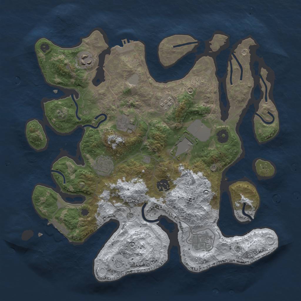 Rust Map: Procedural Map, Size: 3500, Seed: 492503, 16 Monuments