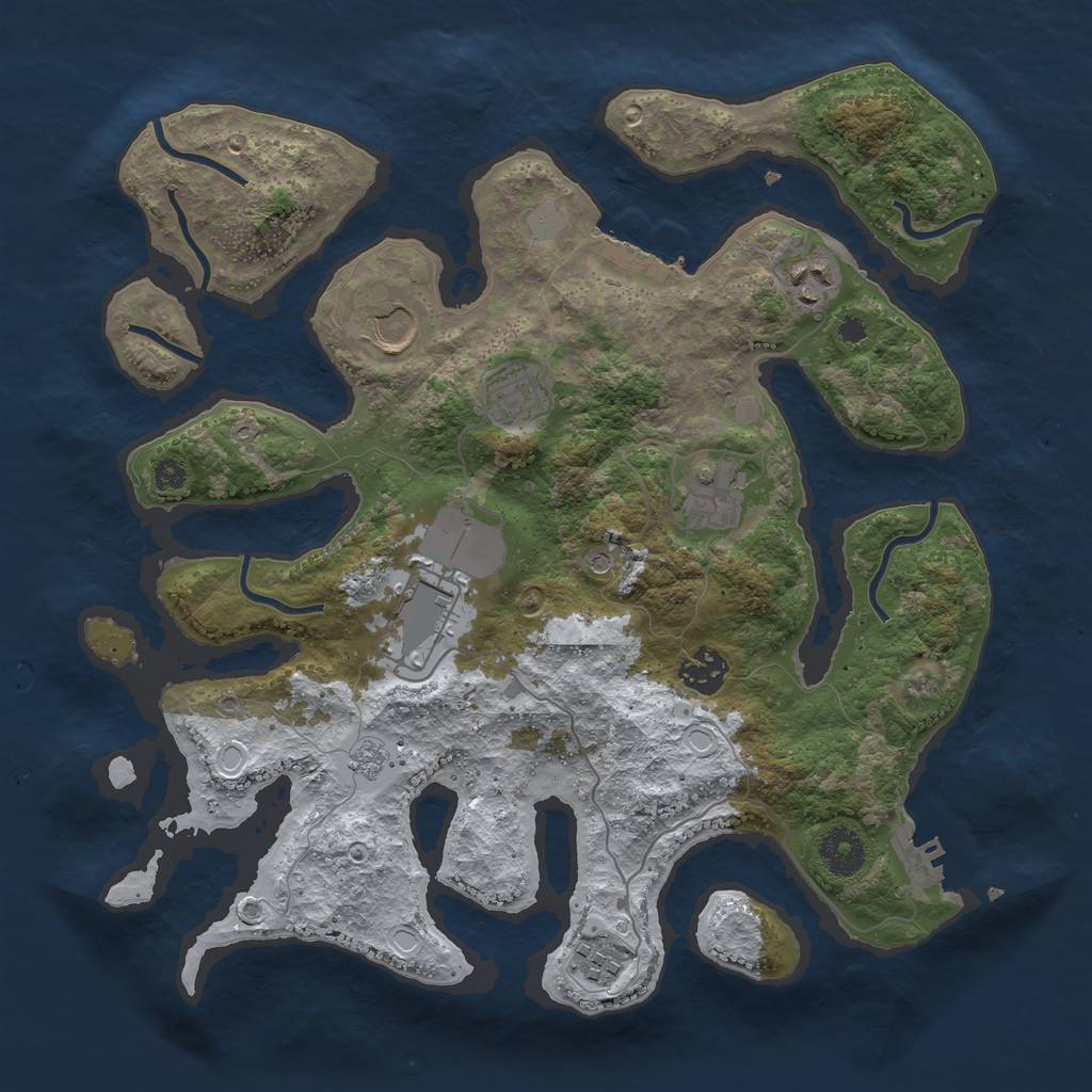 Rust Map: Procedural Map, Size: 3500, Seed: 557741, 16 Monuments