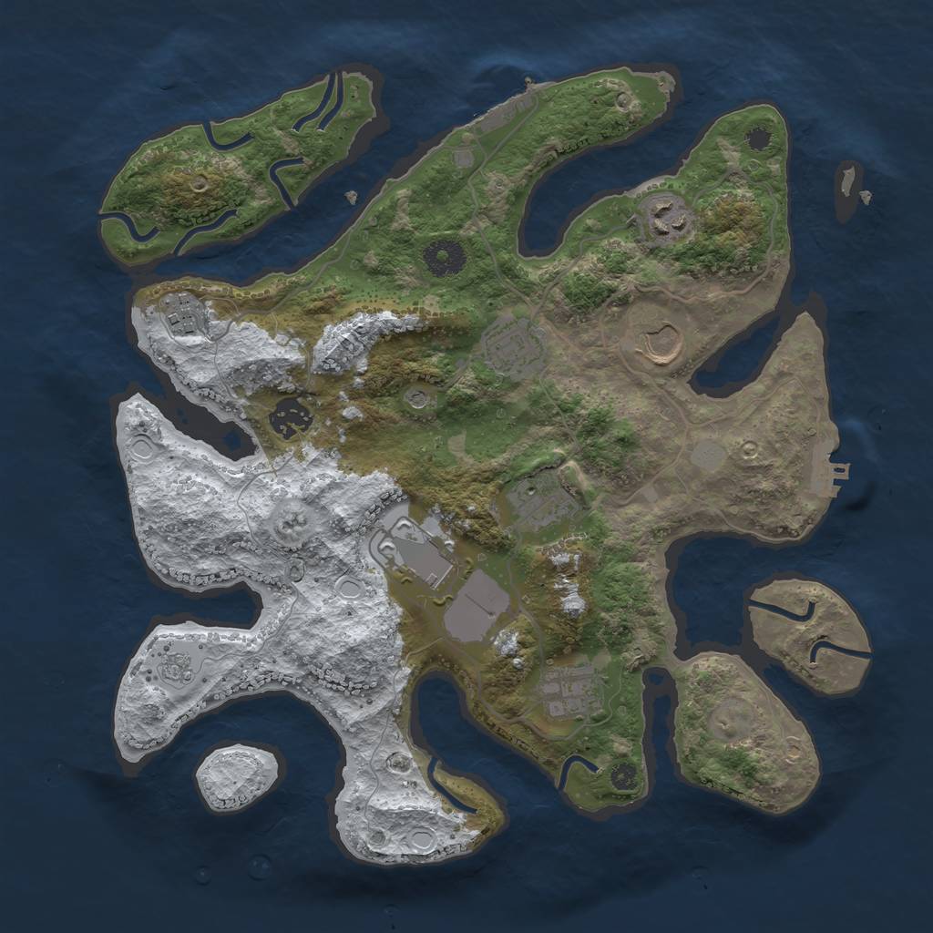 Rust Map: Procedural Map, Size: 3500, Seed: 4489459, 17 Monuments
