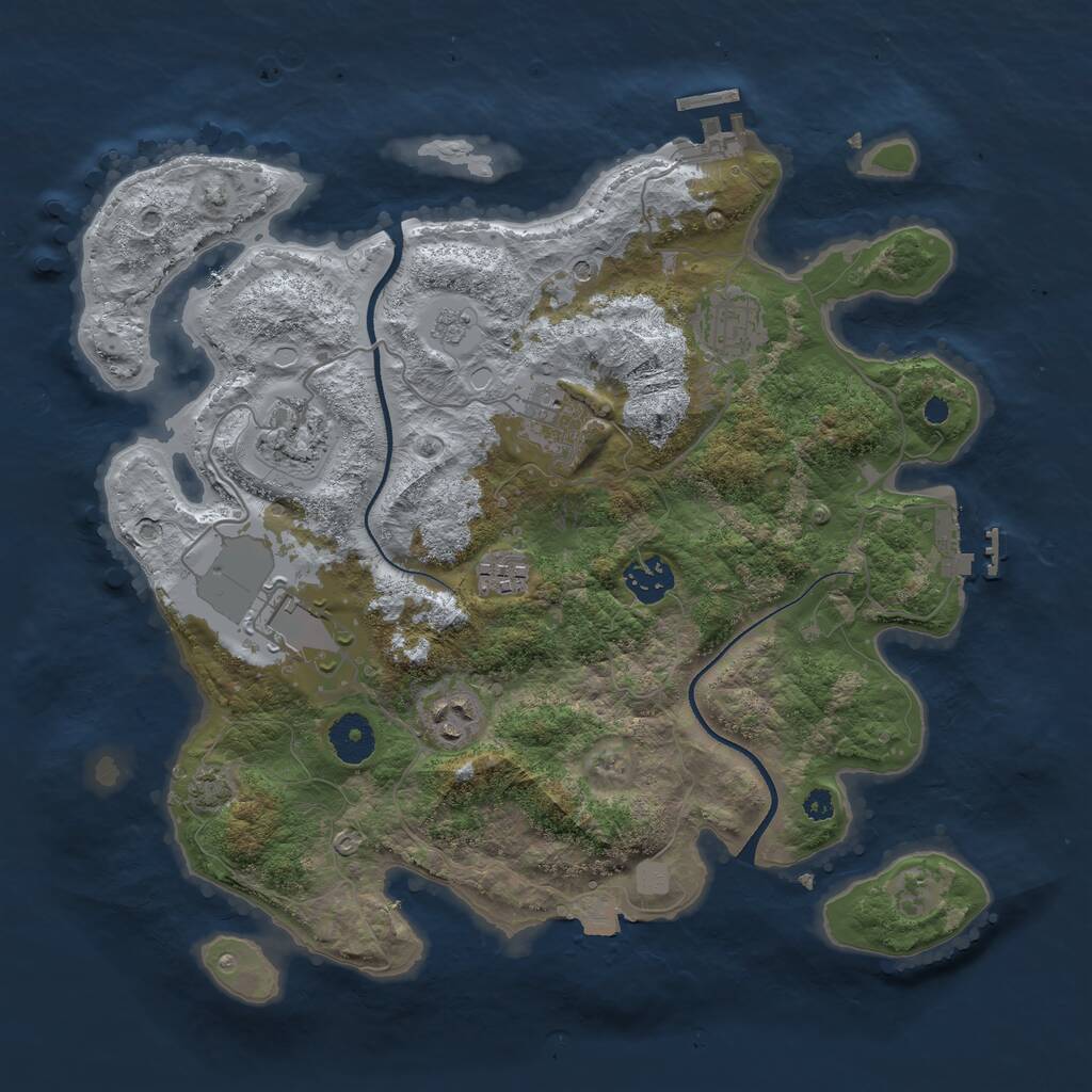 Rust Map: Procedural Map, Size: 3500, Seed: 1320370, 13 Monuments