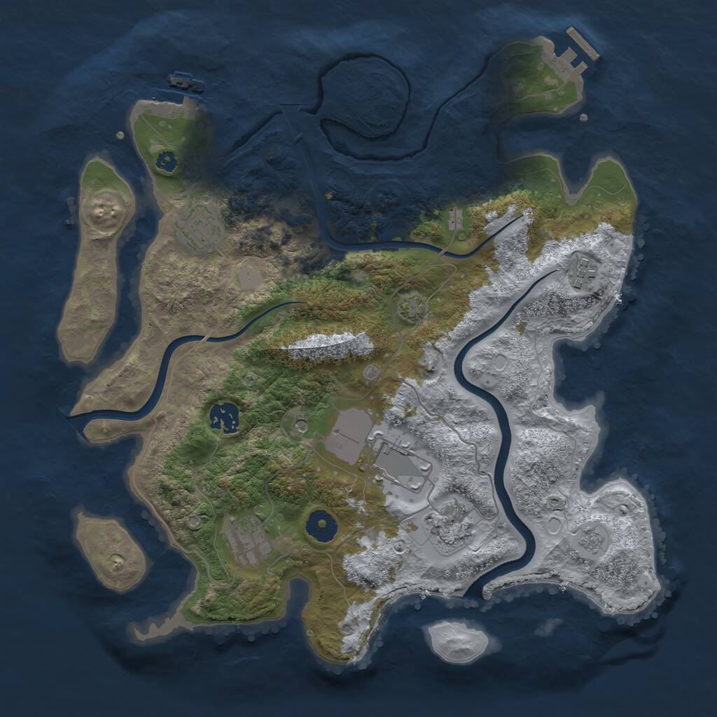 Rust Map: Procedural Map, Size: 3500, Seed: 3356163, 12 Monuments