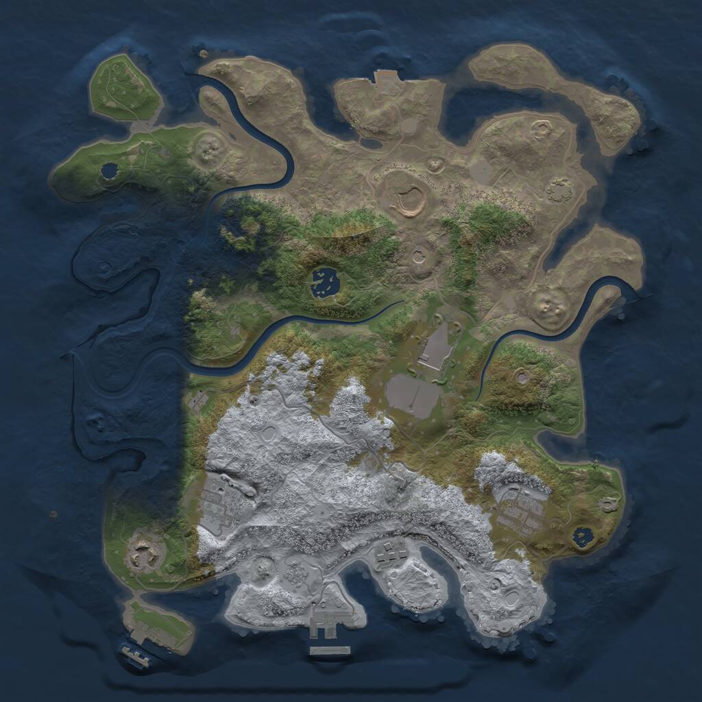 Rust Map: Procedural Map, Size: 3500, Seed: 4719188, 13 Monuments