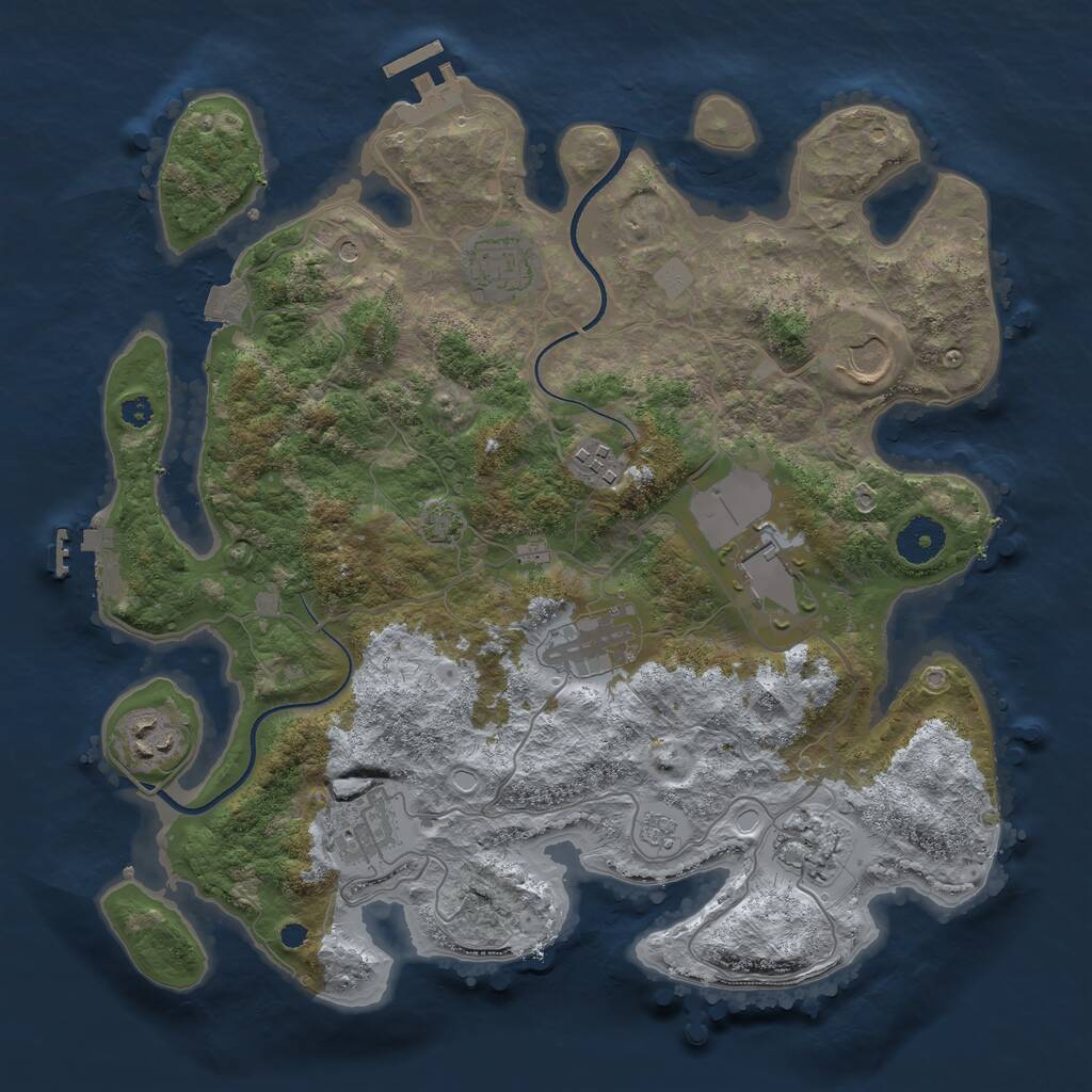 Rust Map: Procedural Map, Size: 3500, Seed: 1842834, 14 Monuments