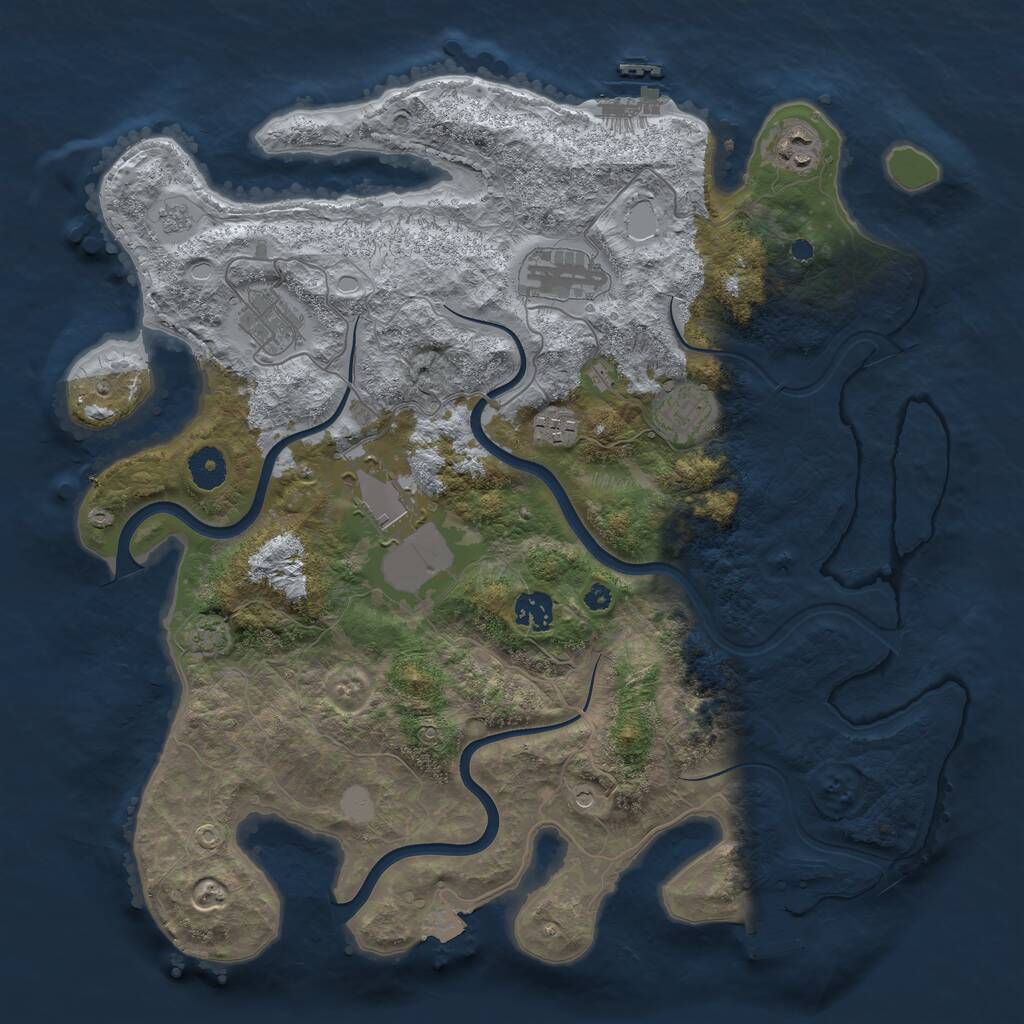 Rust Map: Procedural Map, Size: 3850, Seed: 1375255695, 13 Monuments