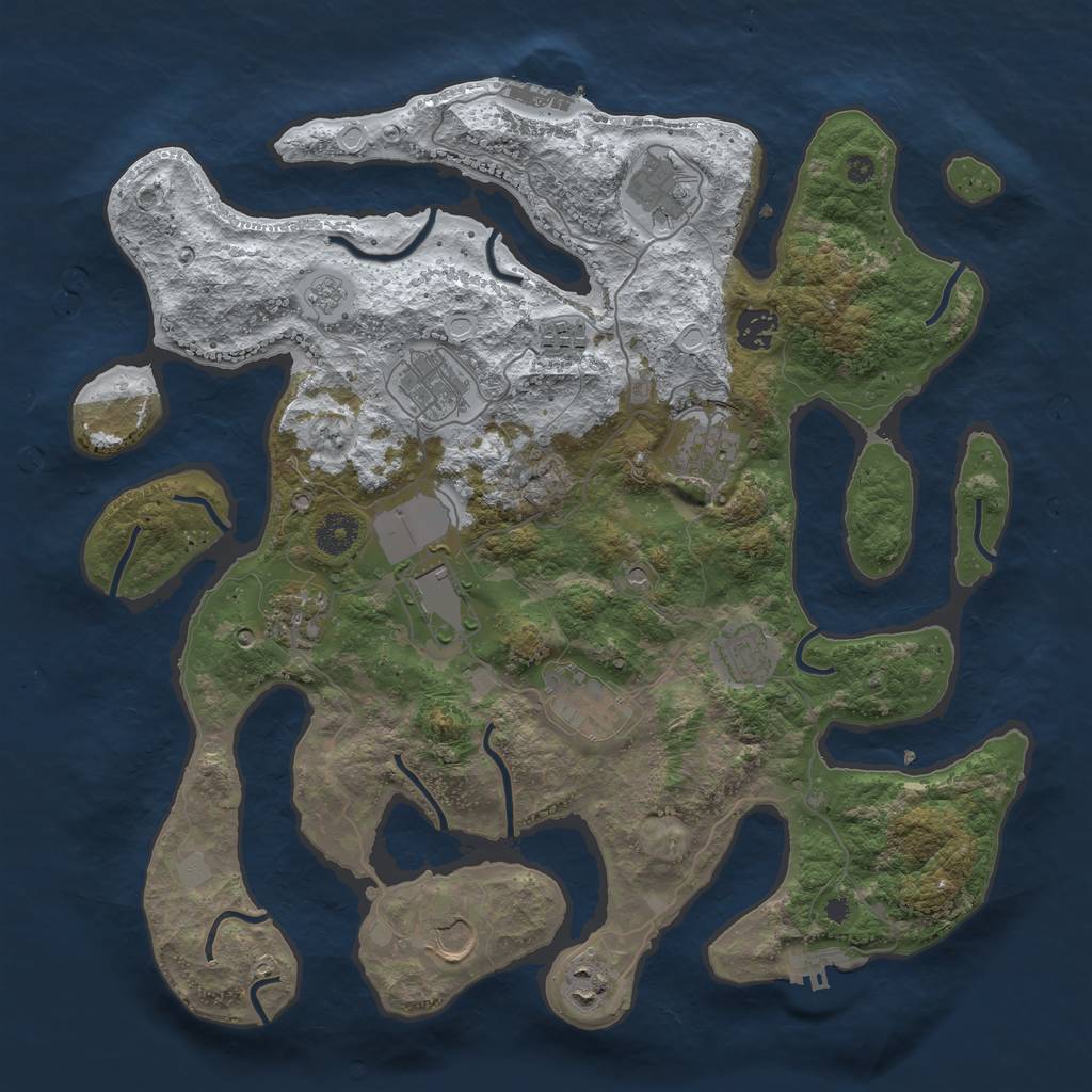 Rust Map: Procedural Map, Size: 3850, Seed: 1375255695, 20 Monuments