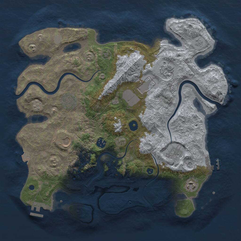 Rust Map: Procedural Map, Size: 3700, Seed: 5049243, 14 Monuments